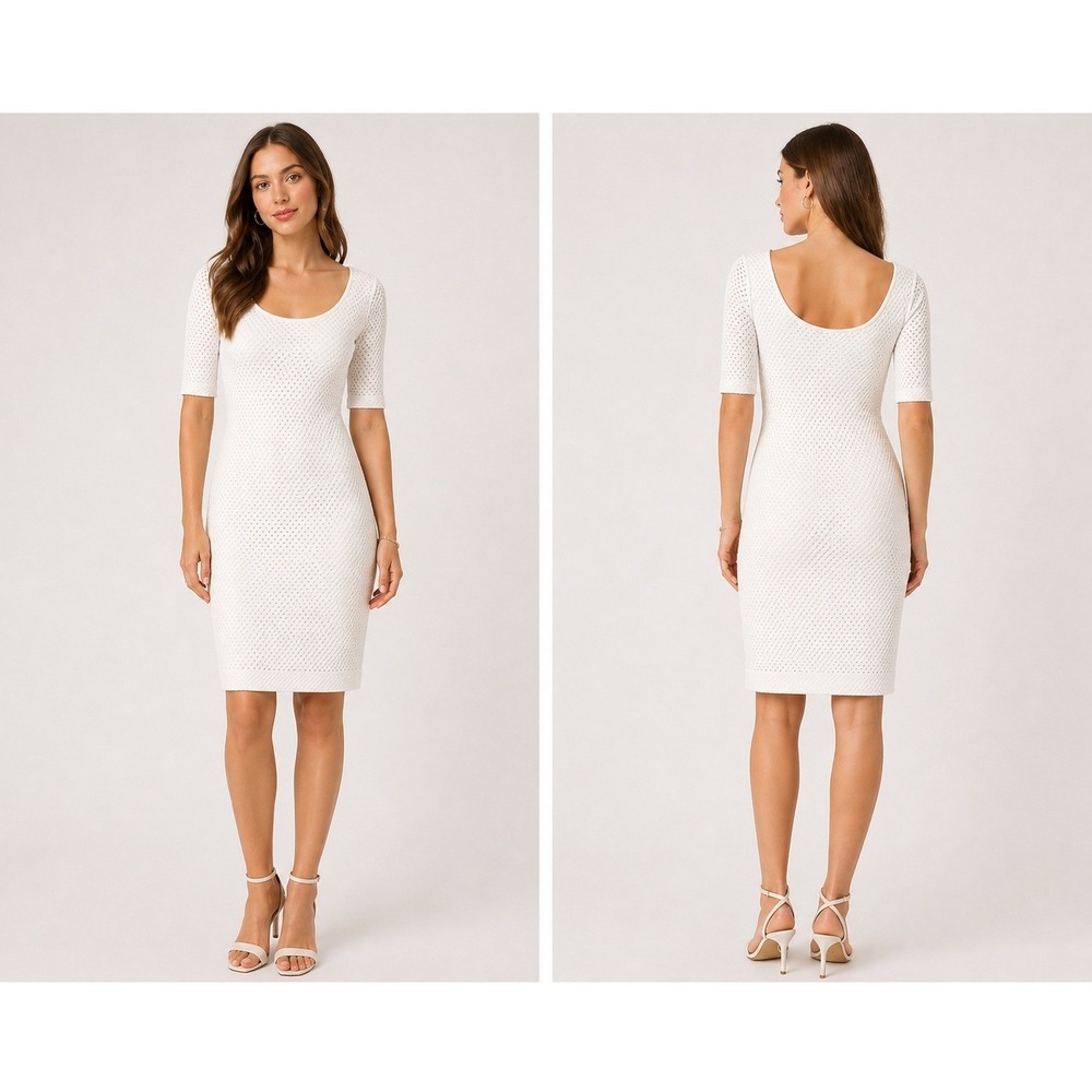 Banana Republic White Knee Length Dress Womens 4 Stretch Bridal Graduation NEW